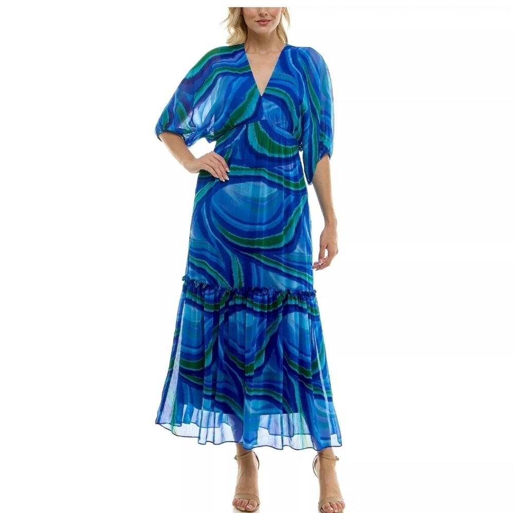 Taylor Chiffon Tiered Midi Dress size 6 NEW